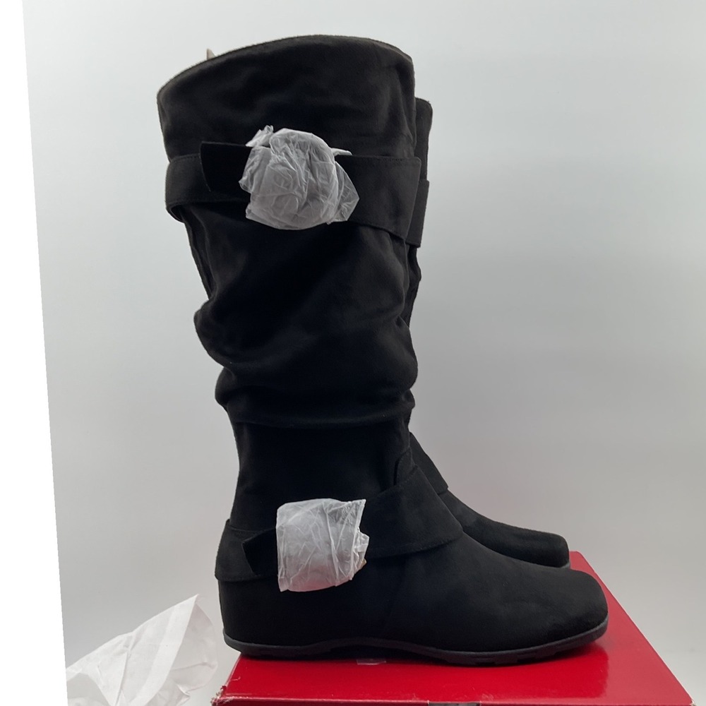 Journee Collection Jester-01WC Black Faux Suede Slouchy Wide Calf Boots Size 9M - Picture 10 of 12